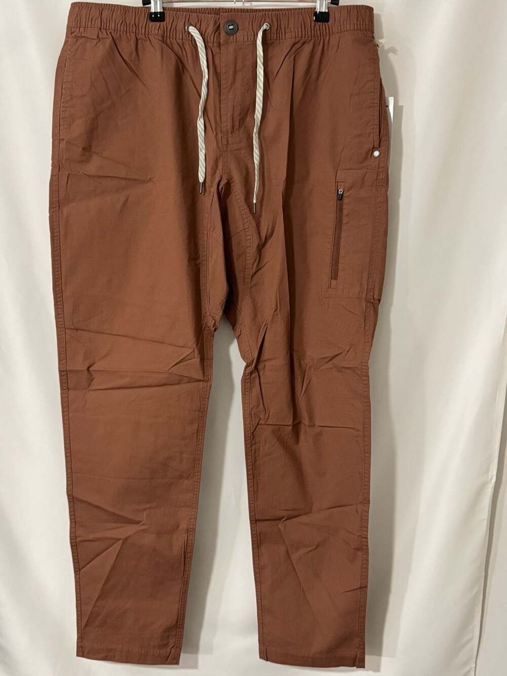 Vuori Ripstop Climber Pants Brown Hiking Elastic Waist Zip Pocket NWT